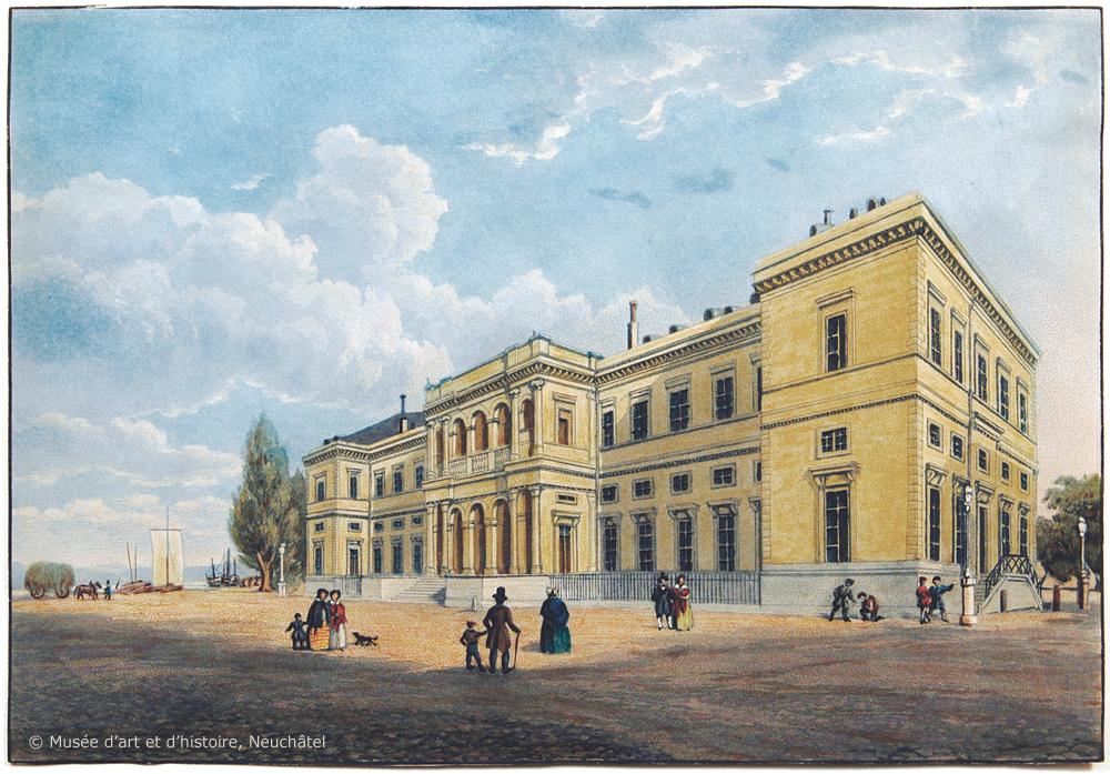 Illustration : aquarelle représentant le collège latin où se trouve la BPN